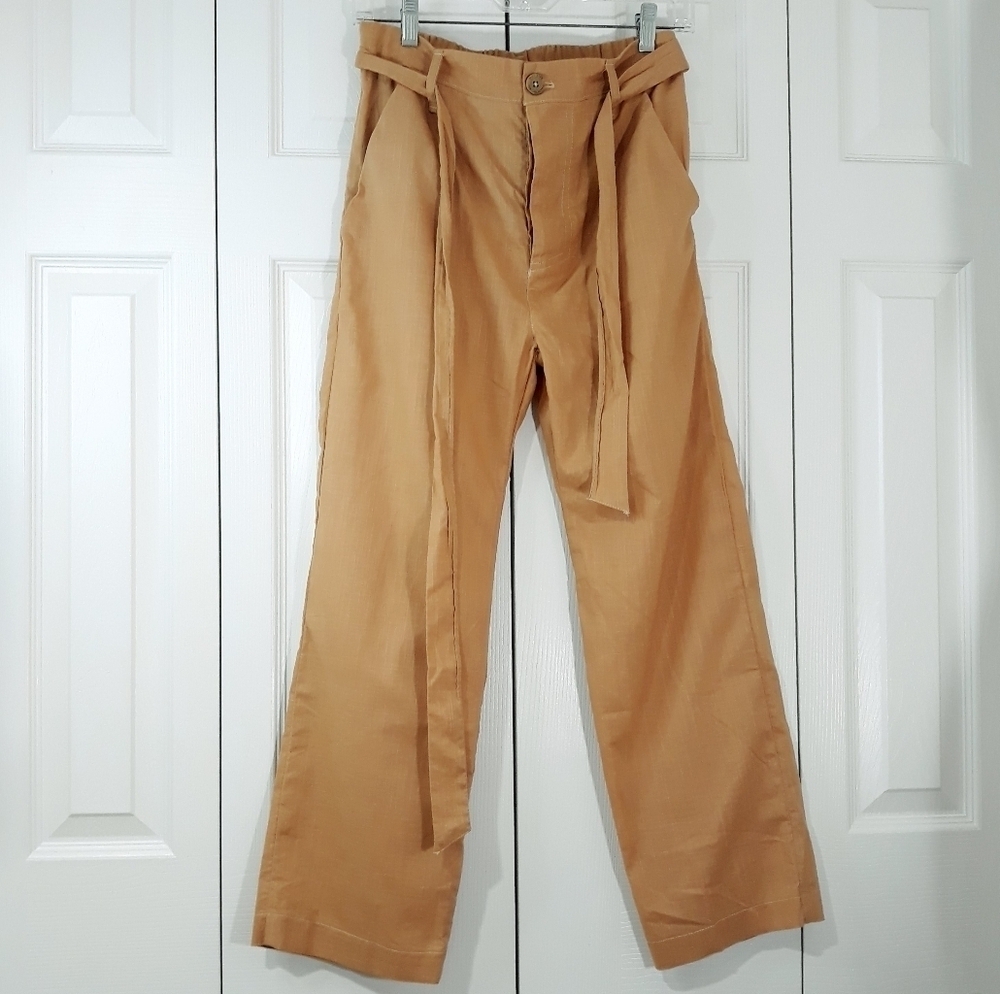 Past Life The Collective Organic Linen and Cotton Brownish Pants Belted Size 0